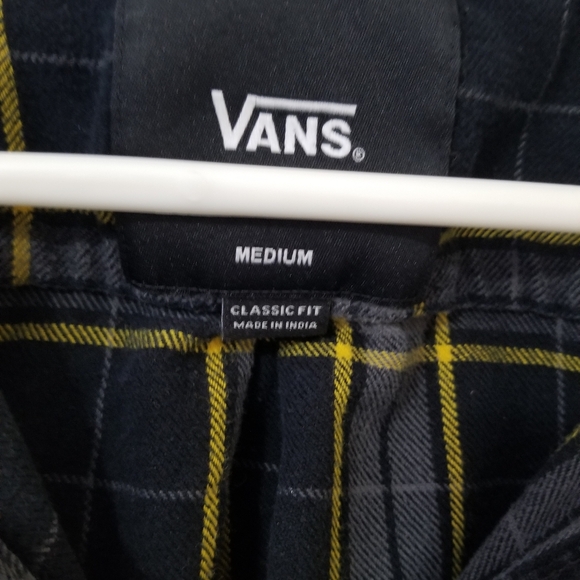 Vans Plaid Flannel Hoodie Shirt Blue Yellow Size M - Picture 2 of 5
